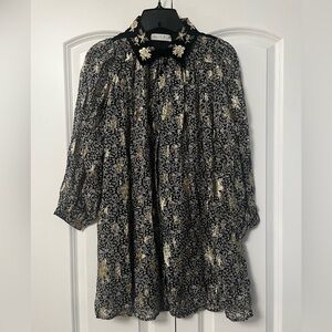 Zara Black Floral Long Sleeve Shirtdress- Girls